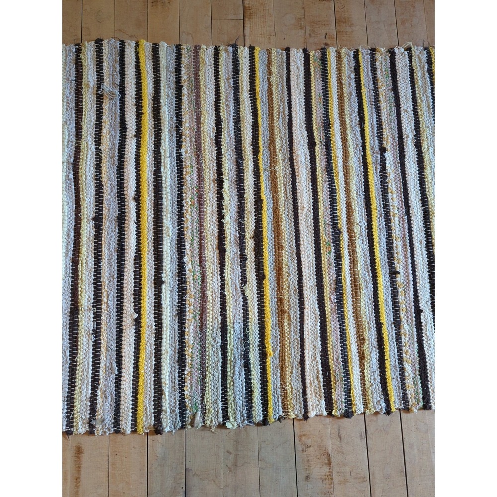 Antique Imported Swedish Hand Made Rag Rug Runner (26 x 188" ) Very Pretty - Picture 6 of 11